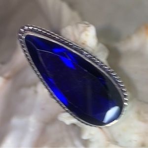 London Blue Topaz bevel cut teardrop statement ring